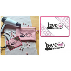 Stickdatei ITH - LOVE is in the HAIR - Tasche & MugRug & Anhänger